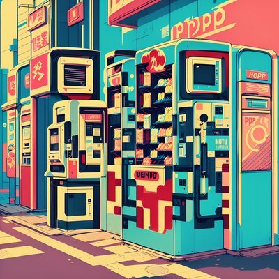 Tokyo Vending Machine Street Retro QR Code Art