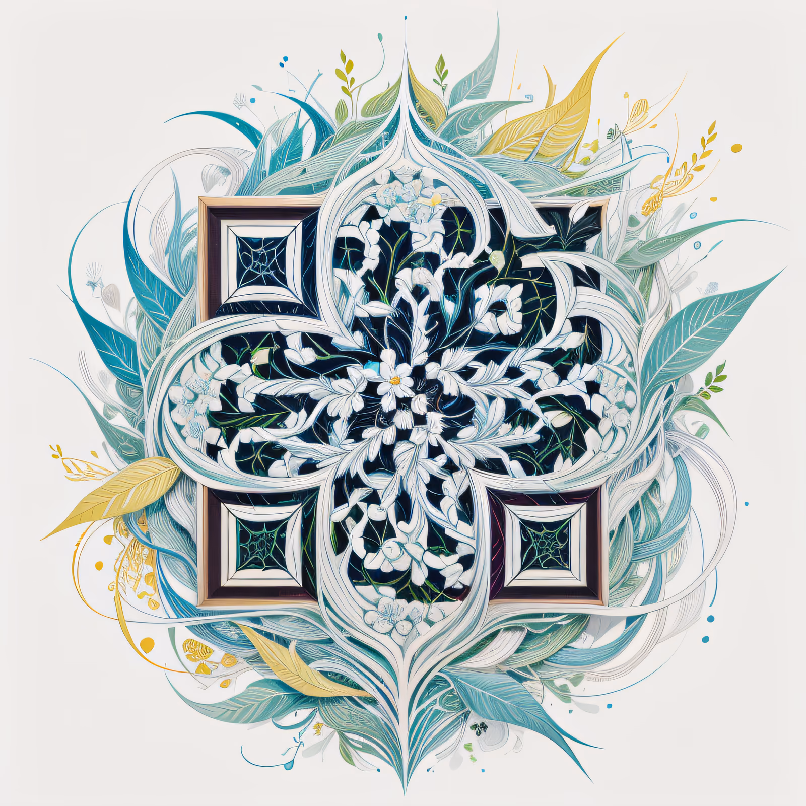 Botanical Vine Mandala Art Nouveau QR Code Art — image 1
