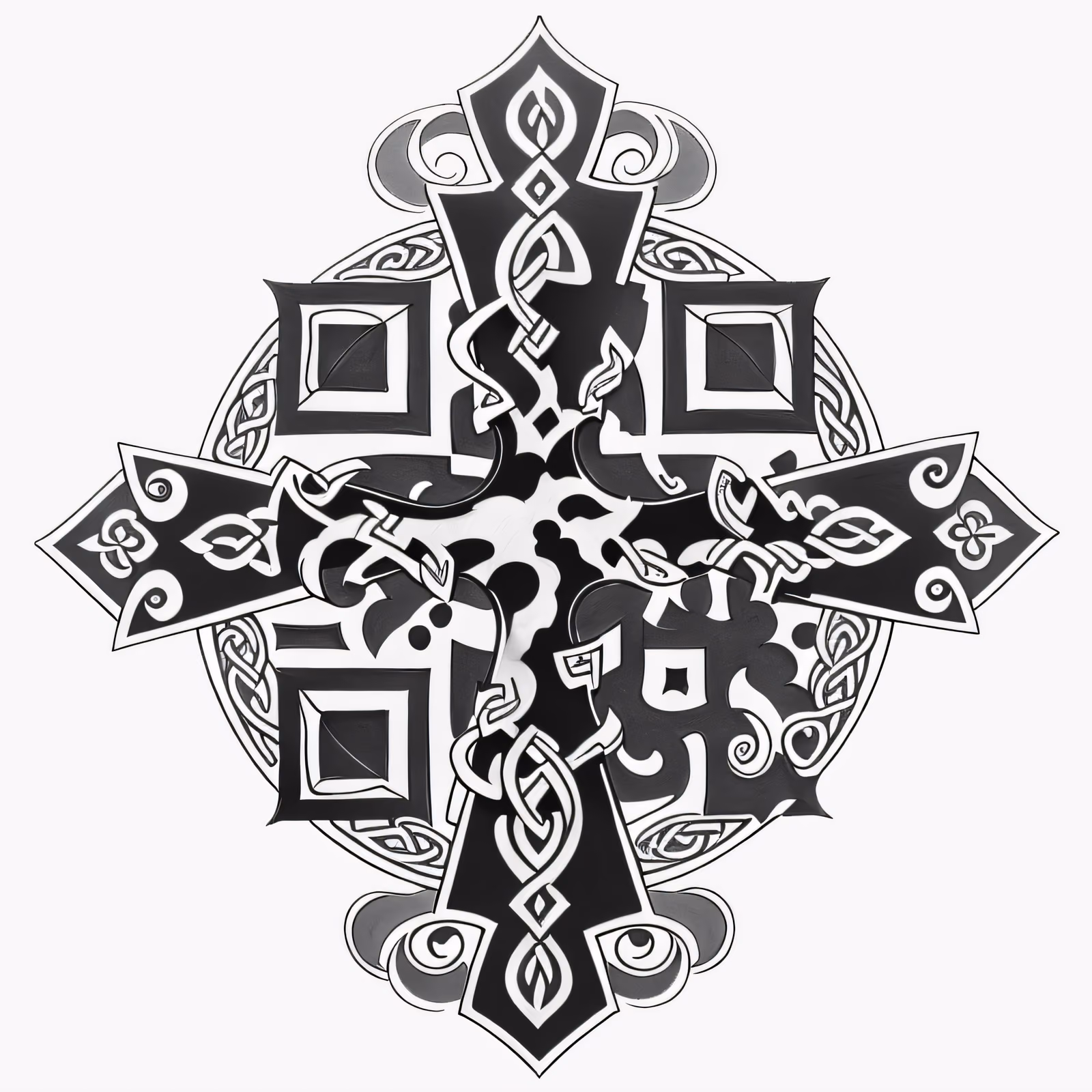 Celtic Cross Knotwork Tattoo QR Code for Temporary Tattoos — image 1