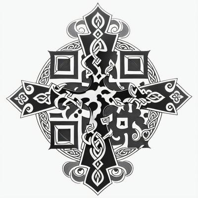 Celtic Cross Knotwork Tattoo QR Code for Temporary Tattoos