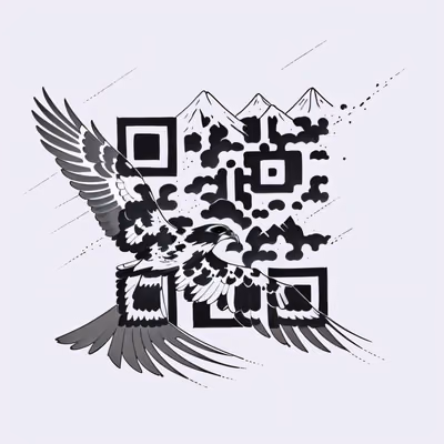 Hawk Over Mountains Tattoo QR Code for Temporary Tattoos — image 1