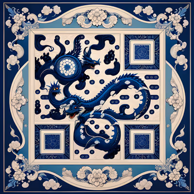 Cobalt Porcelain Dragon Tile QR Code Art — image 1