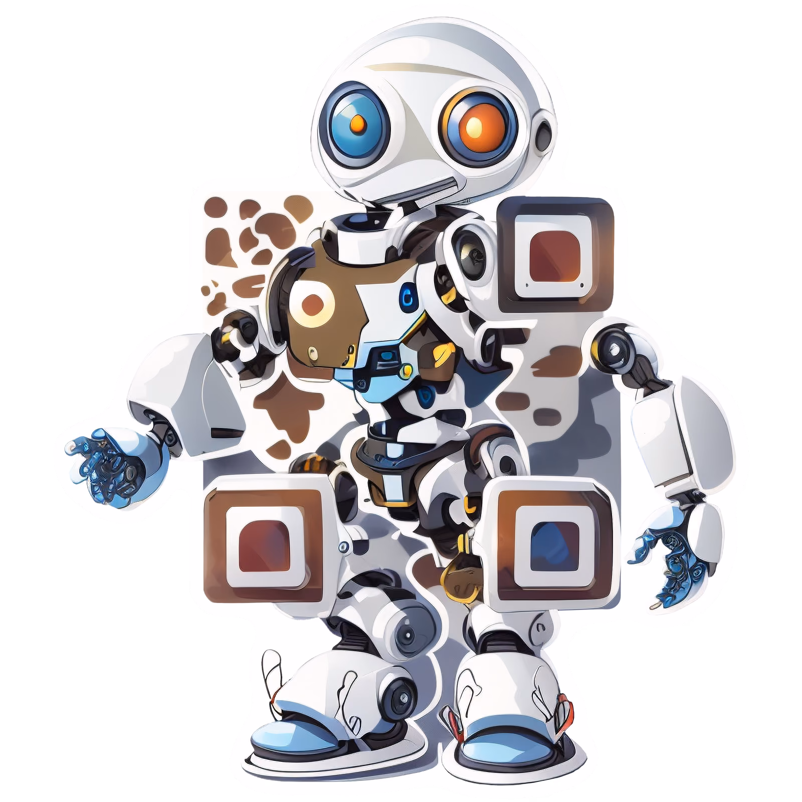 Friendly White Robot Vector QR Code for Stickers — image 1