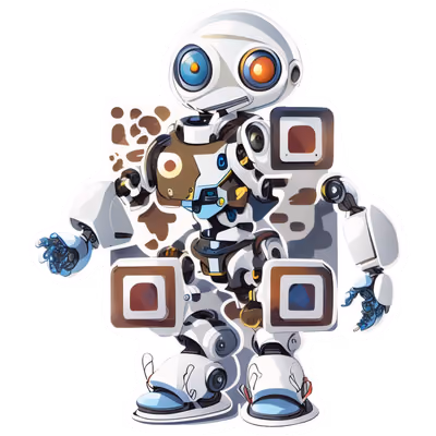 Friendly White Robot Vector QR Code for Stickers — image 1