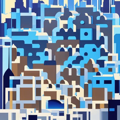 Blue Cityscape Vector Illustration QR Code Art