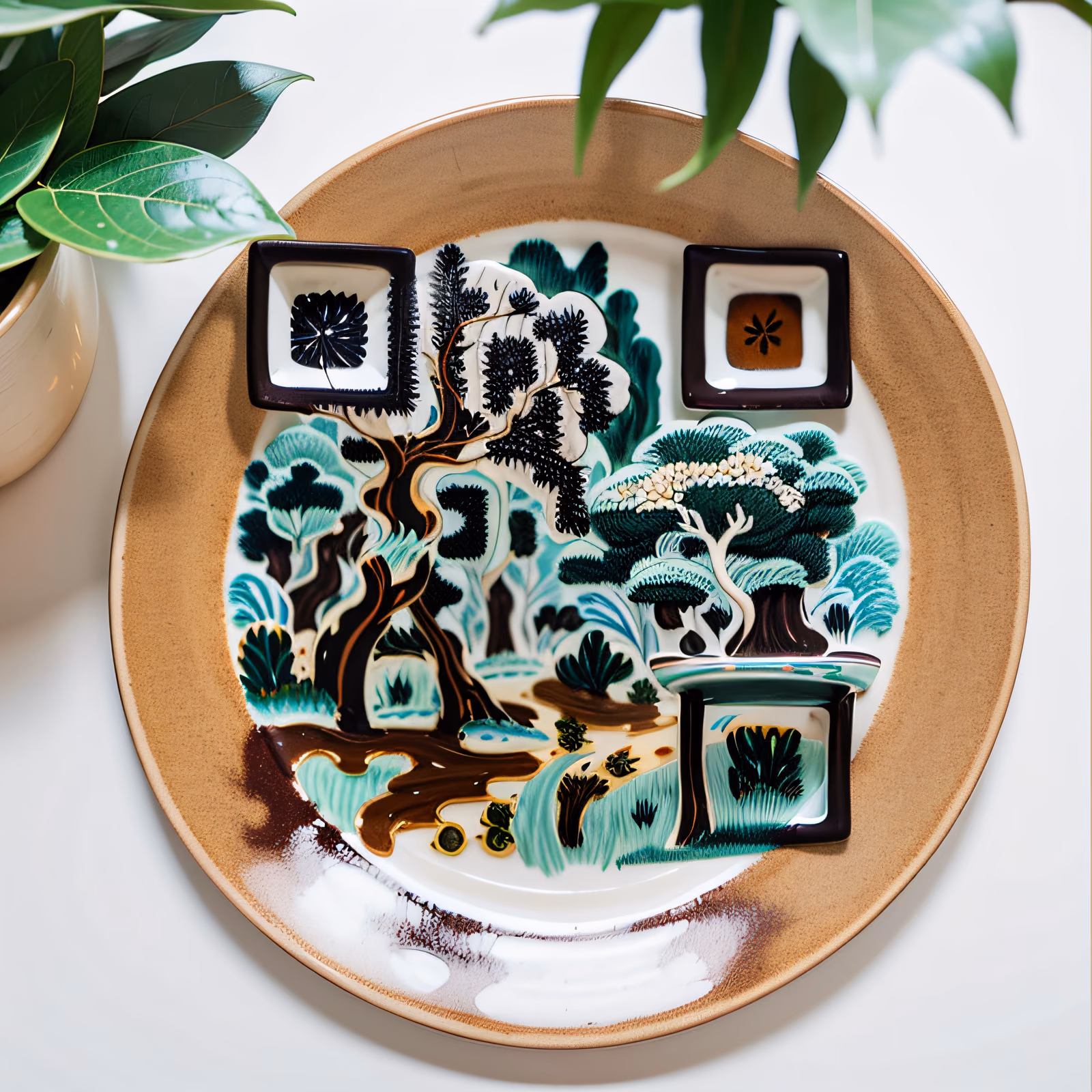 Painted Forest Ceramic Plate QR Code Art — image 1