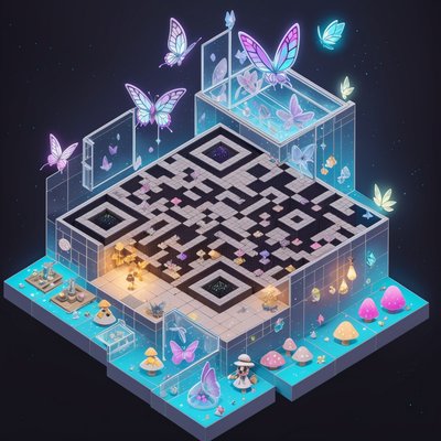 Isometric Fairy Apothecary Butterfly QR Code for Posters