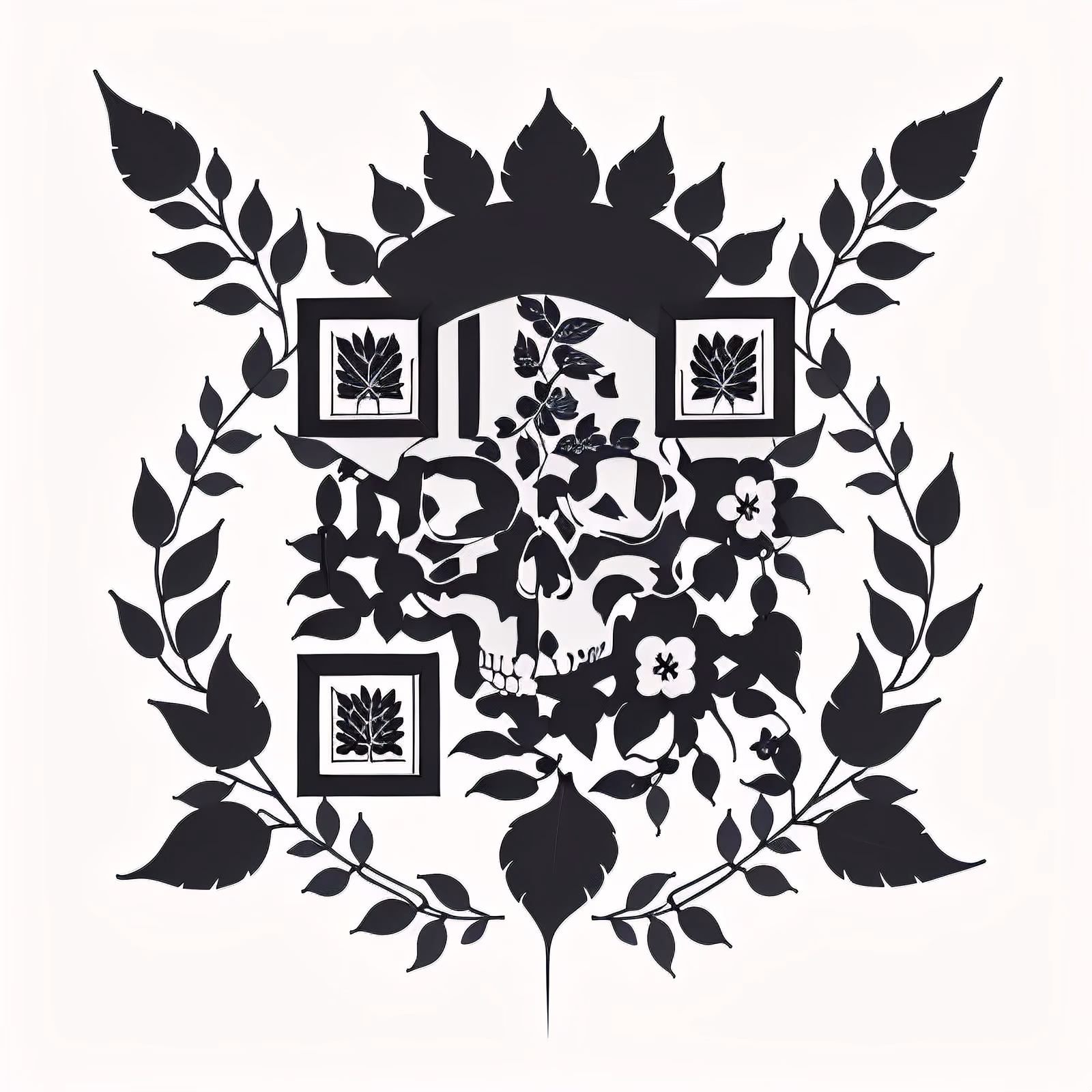 Laurel Wreath Skull Tattoo QR Code for Temporary Tattoos — image 1
