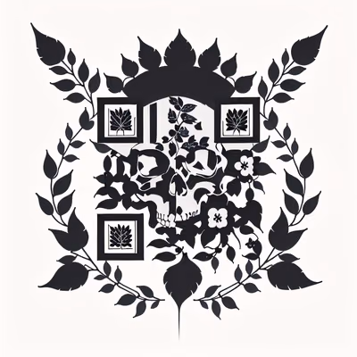 Laurel Wreath Skull Tattoo QR Code for Temporary Tattoos — image 1