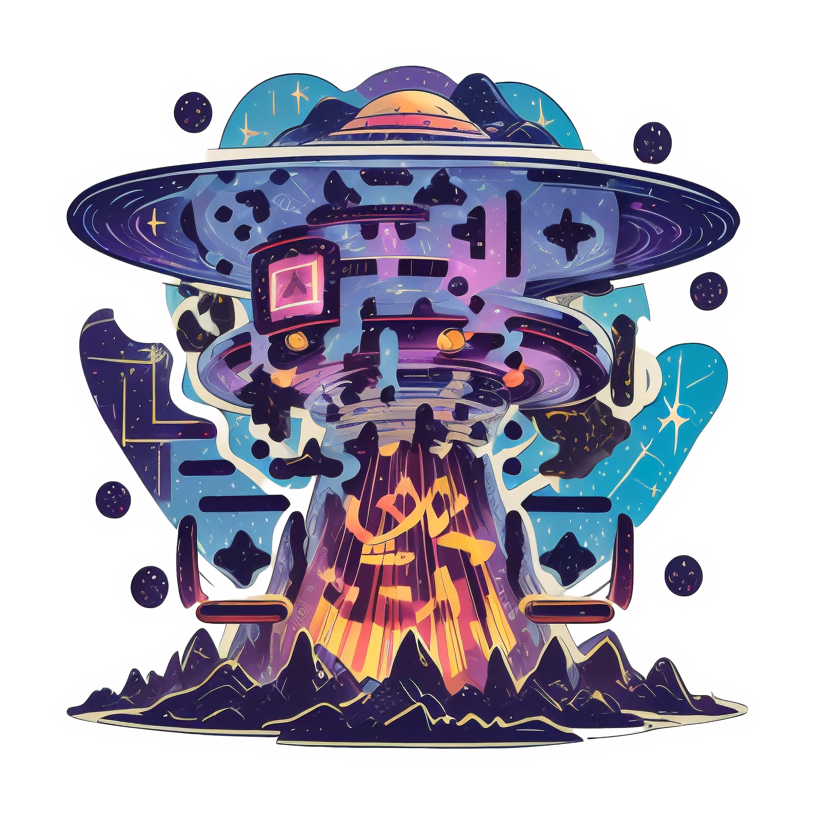 Mystical Rune UFO Vector QR Code for Stickers — image 1