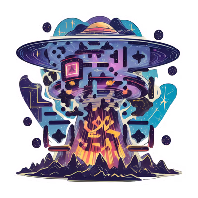 Mystical Rune UFO Vector QR Code for Stickers — image 1