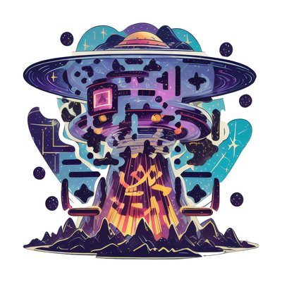 Mystical Rune UFO Vector QR Code for Stickers