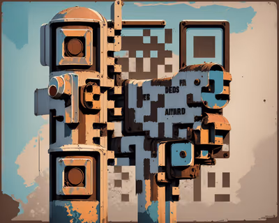 Rusted Signal Post Retro Vector QR Code for Posters — image 1