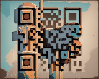 Ржавый сигнальный столб: ретро векторный QR-код для постеров