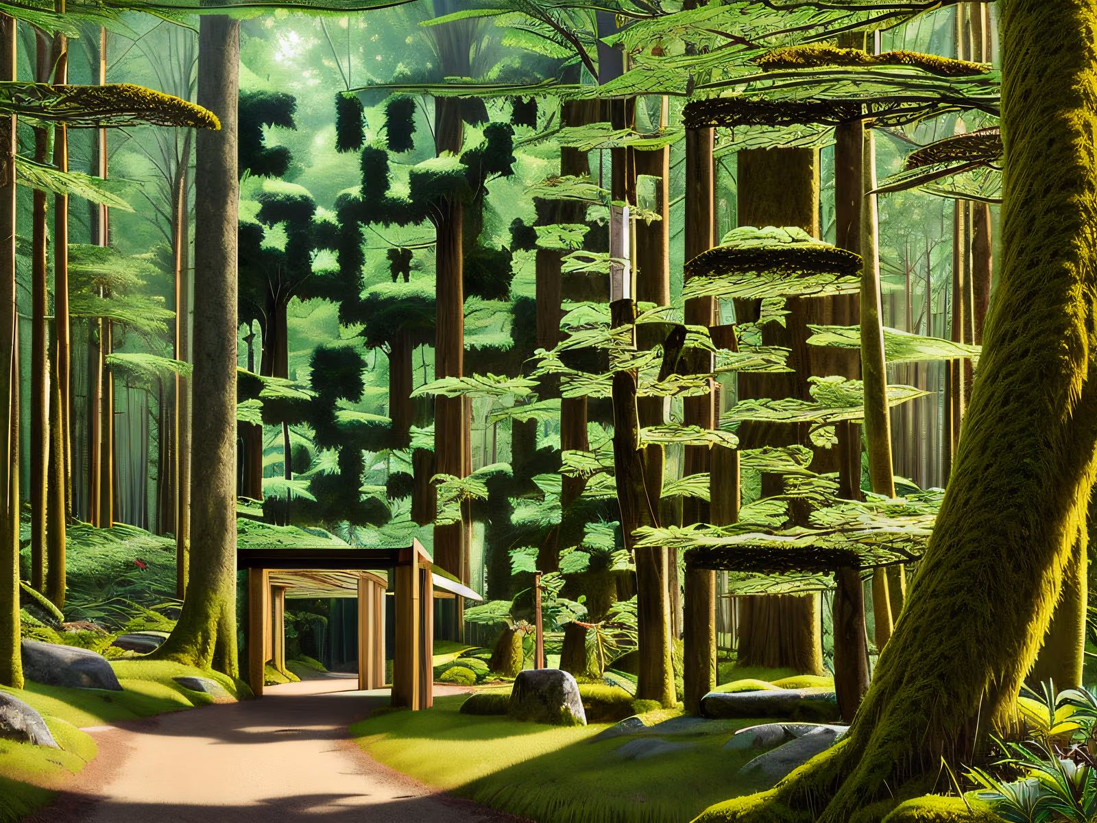 Mossy Forest Path Digital Painting QR Code Art — image 1