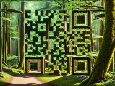 Mossy Forest Path Digital Painting QR Code Art