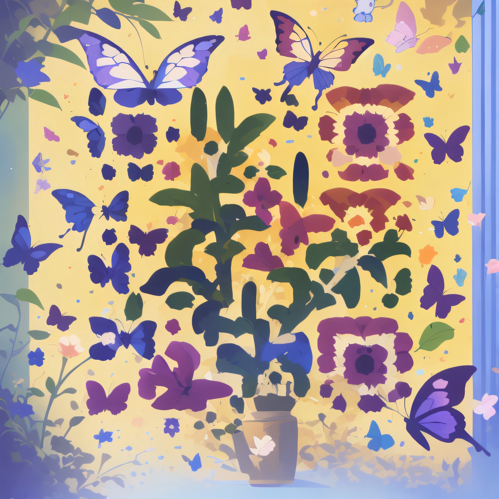 Butterflies and Flower Vase Vector QR Code Art — image 1