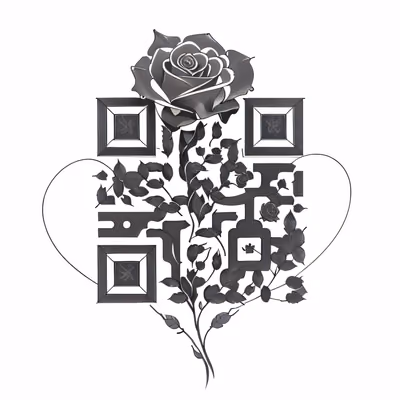 Rose and Heart Tattoo Style QR Code for Temporary Tattoos — image 1