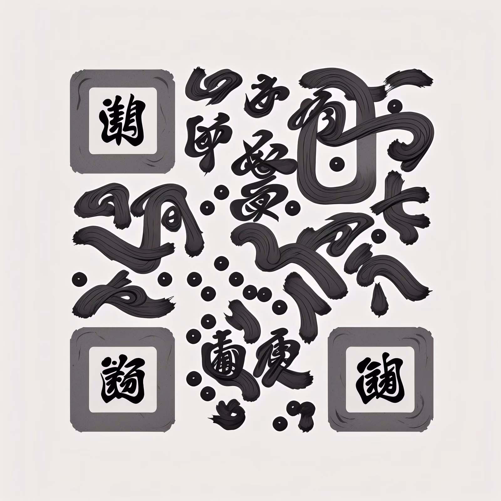 Brush Calligraphy Ink Characters Ink Drawing QR Code Art — image 1