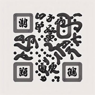 Brush Calligraphy Ink Characters Ink Drawing QR Code Art