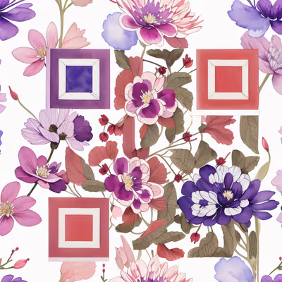 Фиолетовый цветочный акварельный узор: QR-код — изображение 1