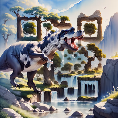 Tyrannosaurus Rex Watercolor QR Code for Posters — image 1