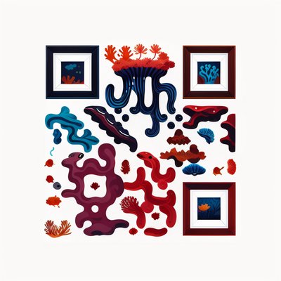 Coral Reef Jellyfish Vector QR Code for Posters