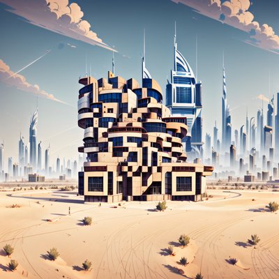 Futuristic Desert Skyline Digital QR Code Art