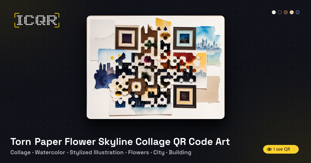 Qr Code Printing Paper Torn Paper Flower Skyline Collage QR Code Art • ICQR