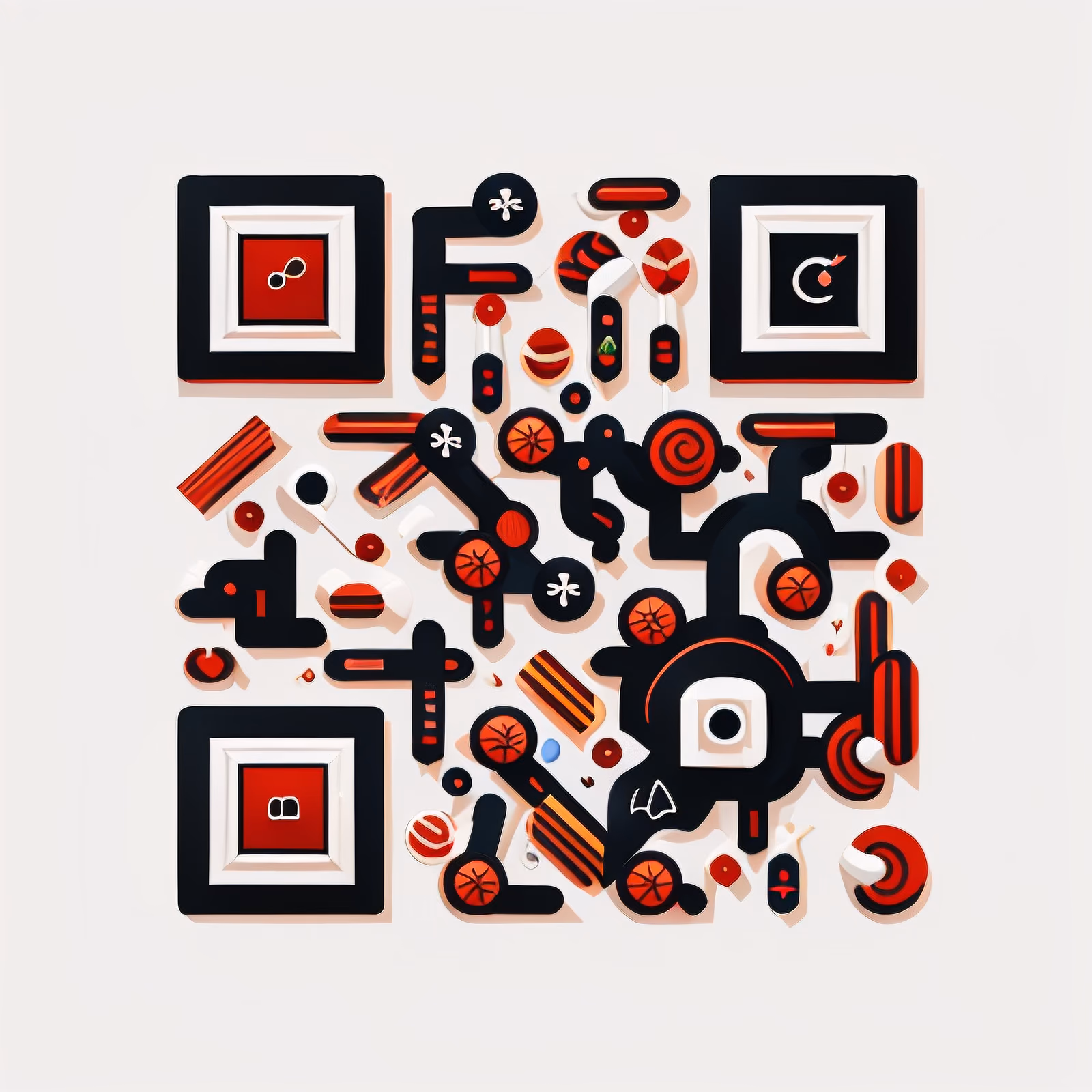 Red Black Candy Icons Vector QR Code for Stickers — image 1