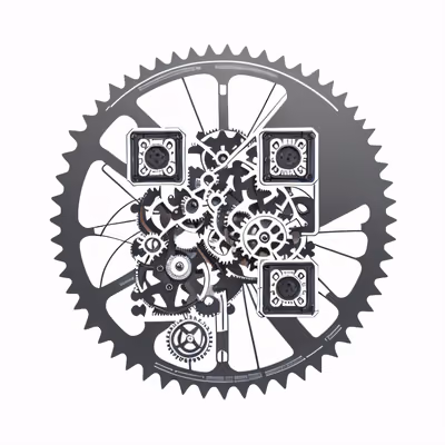 Steampunk Gear Sprocket Line Art QR Code for Stickers — image 1