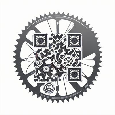Steampunk Gear Sprocket Line Art QR Code for Stickers