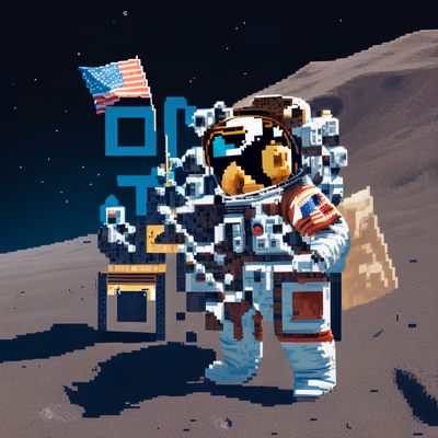 Pixel Art Astronaut on Moon QR Code for Posters — image 1