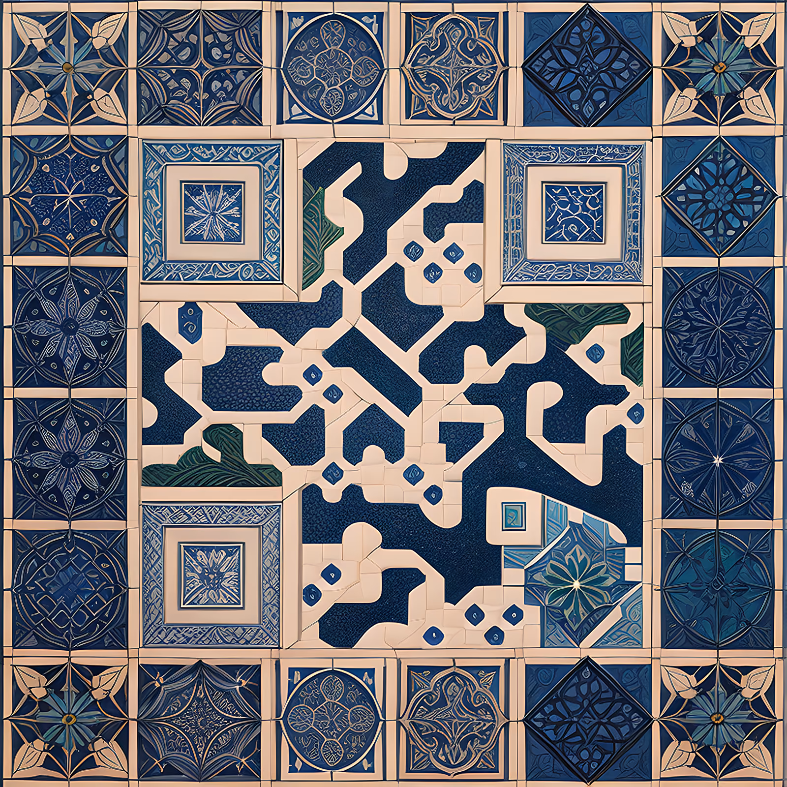 Blue Azulejo Tilework Arabesque QR Code Art — image 1