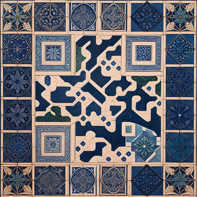 Blue Azulejo Tilework Arabesque QR Code Art — image 1