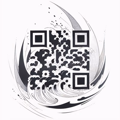 Океанские волны, тату тушью: QR-код для временных татуировок — изображение 1