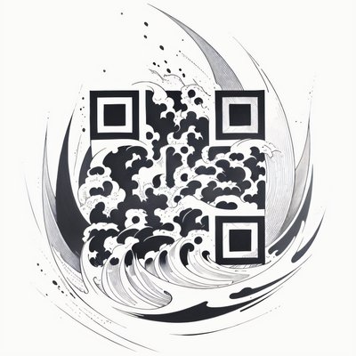 Океанские волны, тату тушью: QR-код для временных татуировок