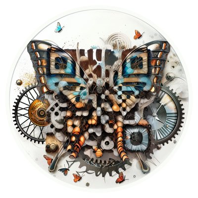 Clockwork Butterfly Steampunk QR Code for Stickers