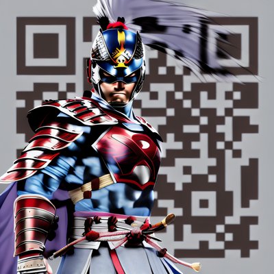 Armored Samurai Hero Game Art QR Code for Posters