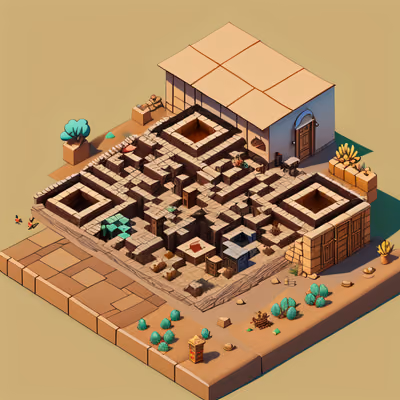 Isometric Desert Trading Post 3D QR Code Art — image 1