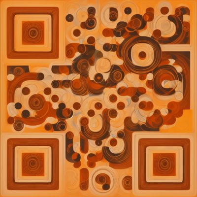Orange Concentric Circles Abstract QR Code Art