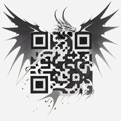 Крылатый дракон в стиле татуировки тушью: QR-код для временных татуировок
