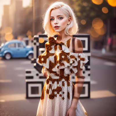 Blonde Woman Polka Dot Portrait QR Code for Posters — image 1