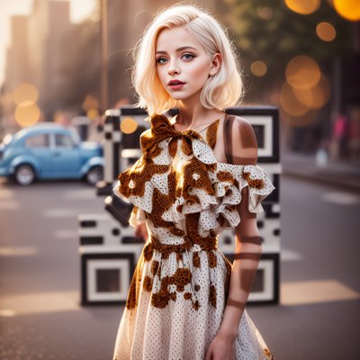 Blonde Woman Polka Dot Portrait QR Code for Posters