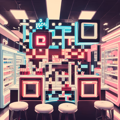 Retro Makeup Counter Neon QR Code for Storefront Displays — image 1