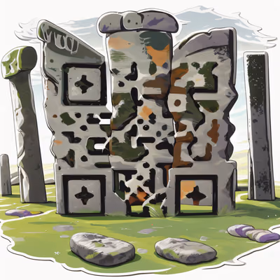 Mossy Standing Stones Vector QR Code for Stickers — image 1