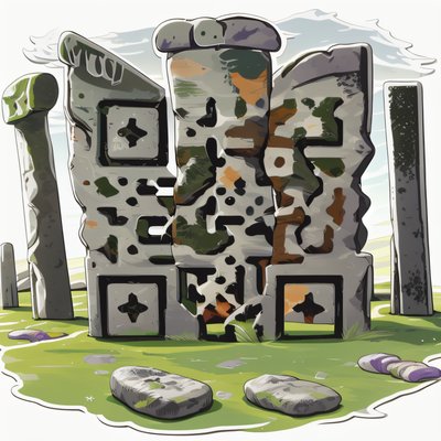 Mossy Standing Stones Vector QR Code for Stickers