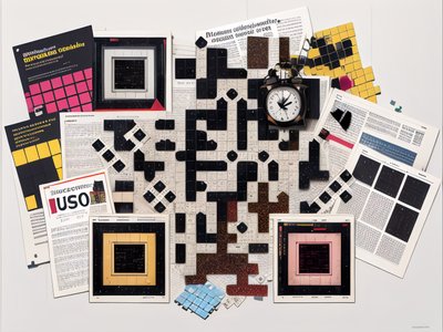 Puzzle Clock Paper Collage QR Code for Posters