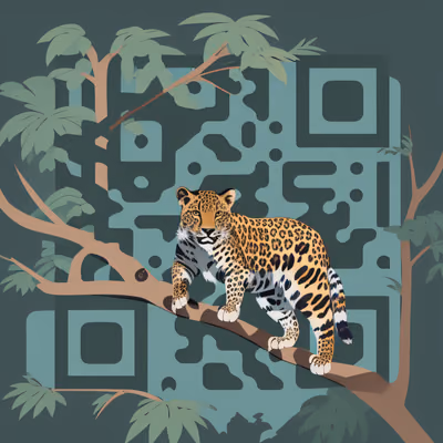 Leopard on Branch Flat Vector QR Code for Posters — image 1