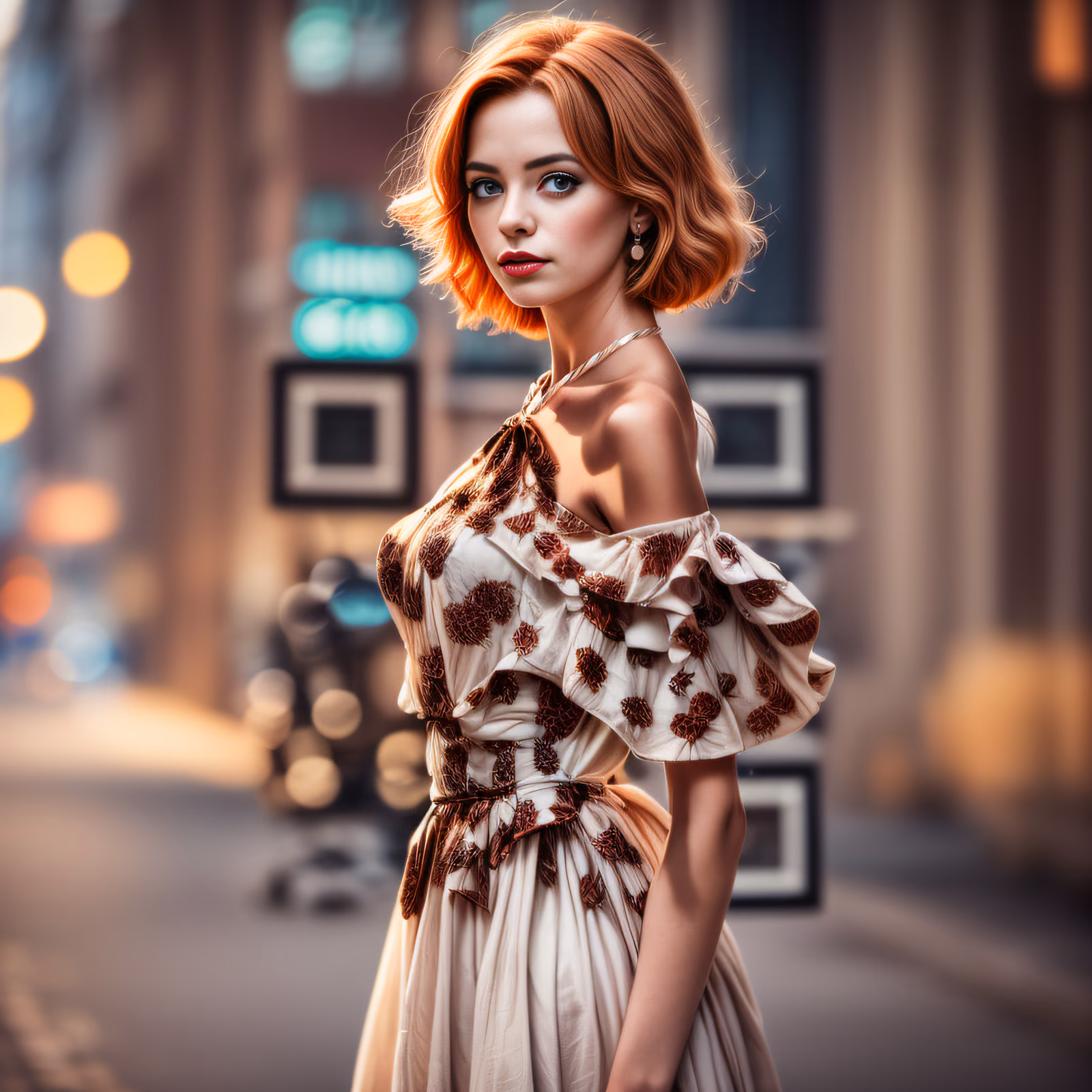 Auburn Haired Woman Fashion Portrait QR Code for Posters — image 1